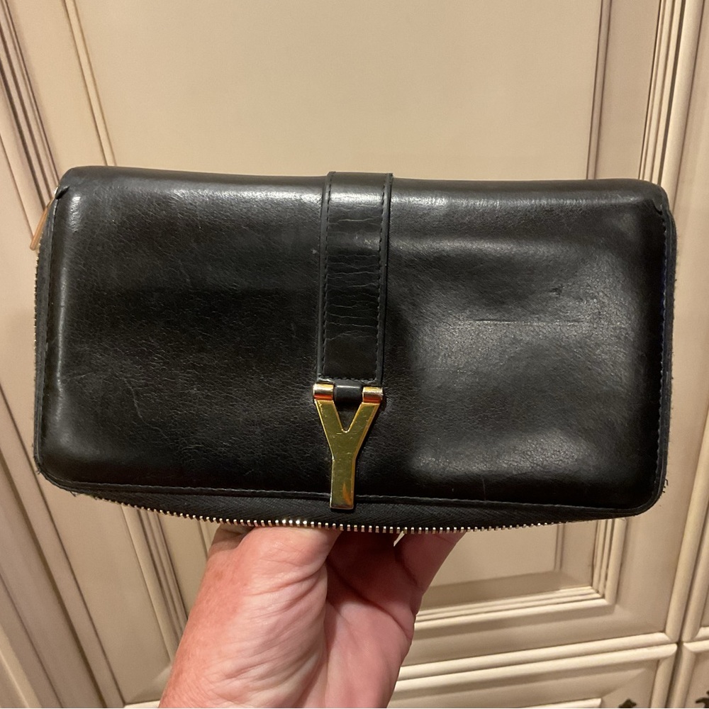 YVES SAINT LAURENT LIGNE Y LEATHER WALLET